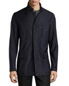 Zip-front Wool Car Coat, Navy