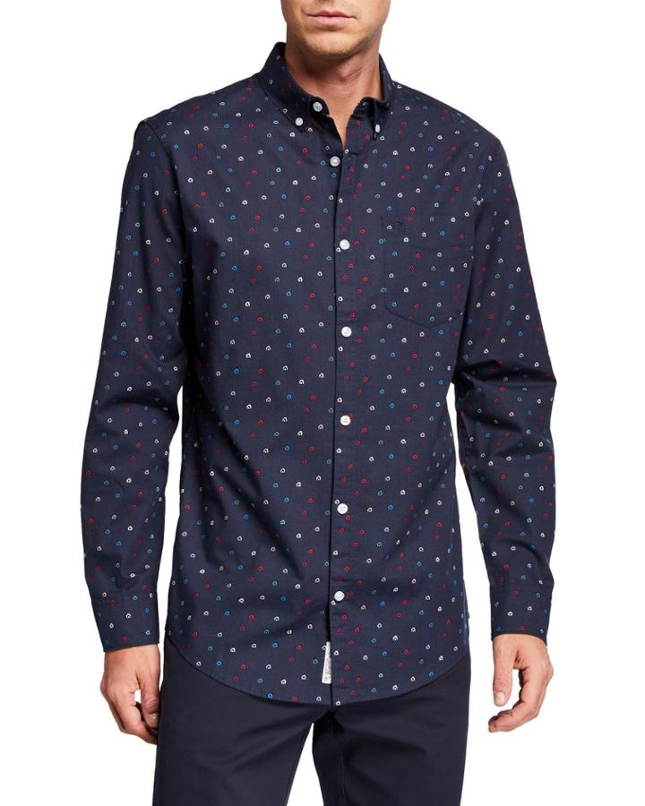 Men's Long-sleeve Ditsy House Print
