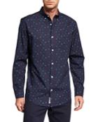 Men's Long-sleeve Ditsy House Print