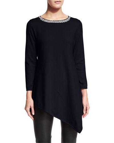 Assym Tunic Jewel Neck