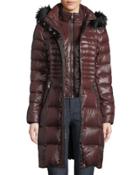 Long Puffer Jacket W/ Faux-fur Trimmed Hood