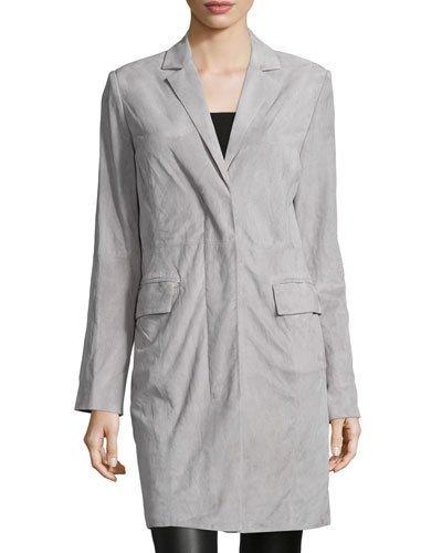 Long-sleeve Suede Cocoon Coat,