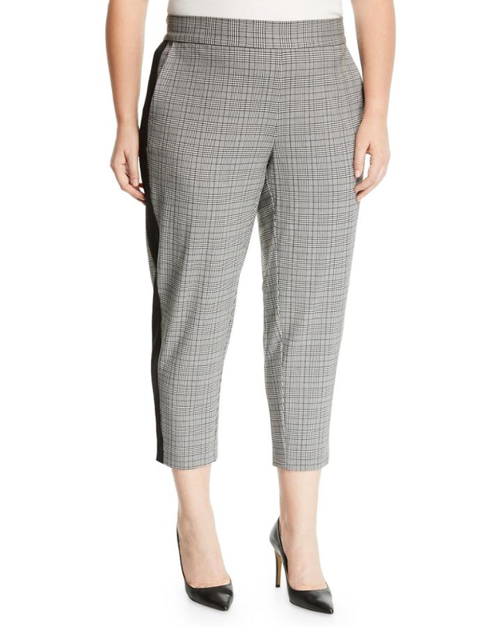 Glen Plaid Slim Cropped Pants,