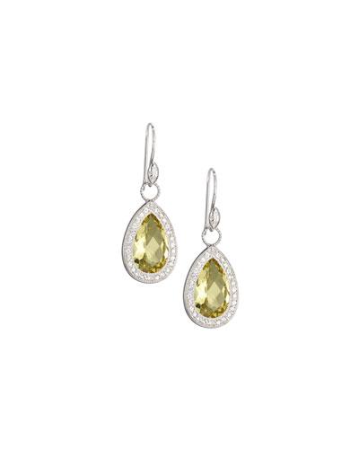 Lemon Citrine & White Sapphire Pear Earring Charms