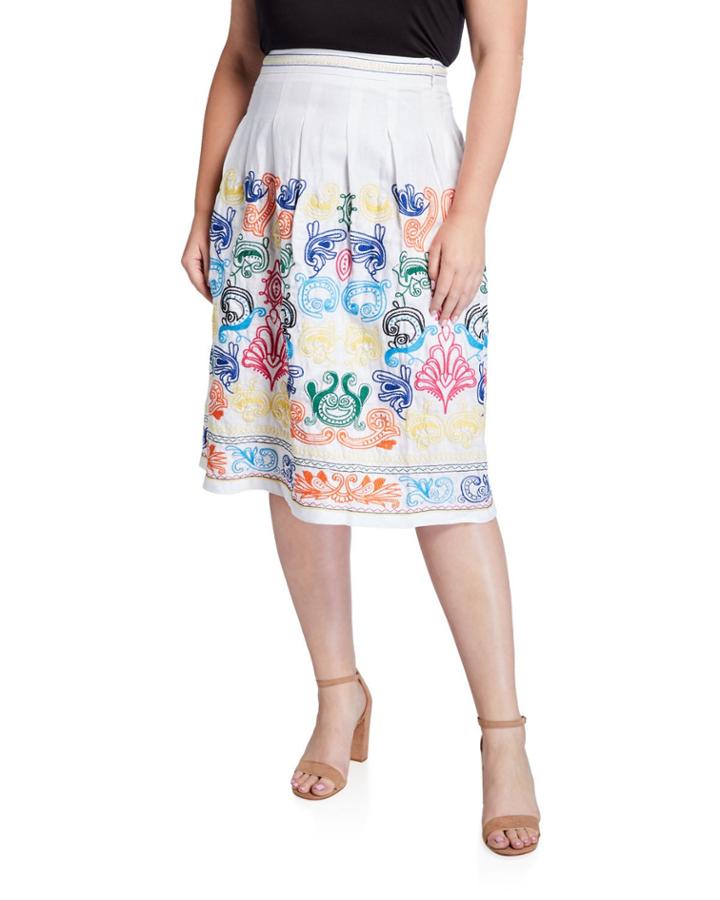 Plus Size Embroidered Midi