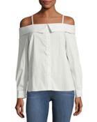 Striped Poplin Off-the-shoulder