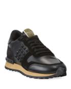 Rockstud Mixed Leather Trainer