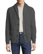 Men's Brioche Stitch Shawl-collar Cardigan