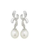 14k White Gold Whimsical Diamond & Pearl Drop Earrings
