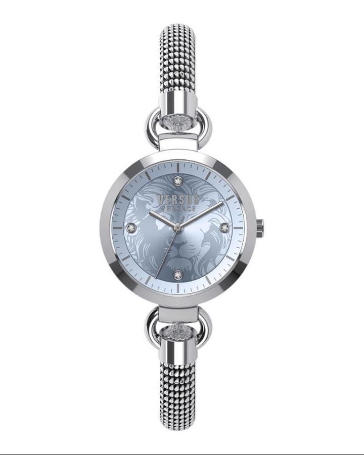 34mm Steel Watch With Light Blue Dial &