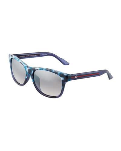 Plastic Square Sunglasses, Blue/multi