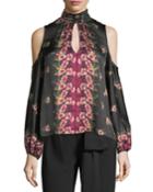 Jardin Mock-neck Dotted Floral-print