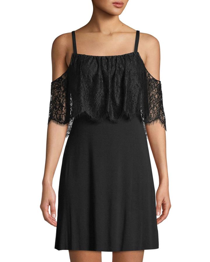 Dark Horse Cold-shoulder A-line Dress With