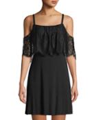 Dark Horse Cold-shoulder A-line Dress With