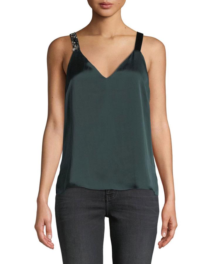 Diana Embellished Silk V-neck Cami