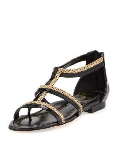 Brody Patent Caged Sandal, Black/sulfate