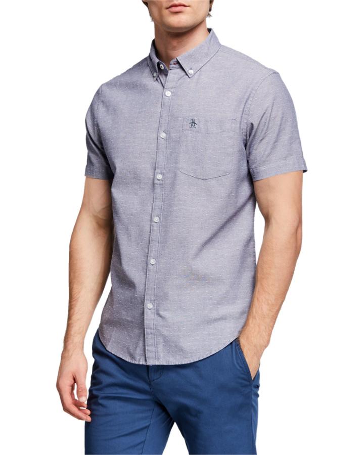 Men's Short-sleeve Dobby Oxford Button-down
