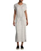 Linen Henley Drawstring Dress