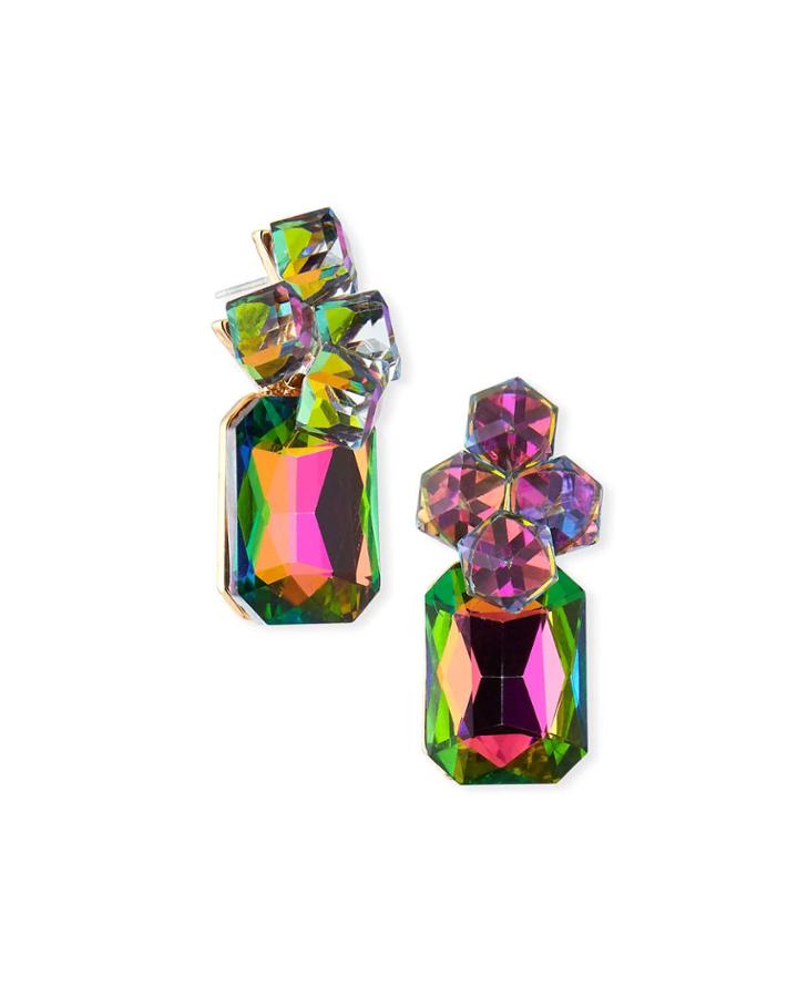 Rectangular Crystal Cluster Earrings