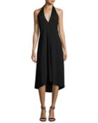 Araci Rosina Crepe V-neck Halter Midi Dress, Black