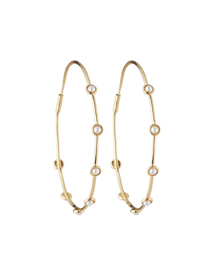 Threaded Pearly Hoop Earrings
