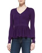 Zip-front Peplum Cardigan