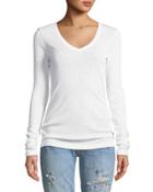 Long-sleeve V-neck Cotton Tee