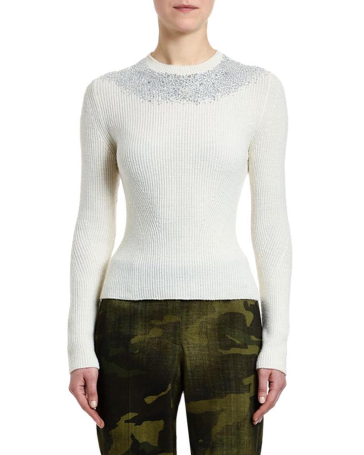 Crystal-embellished Ribbed