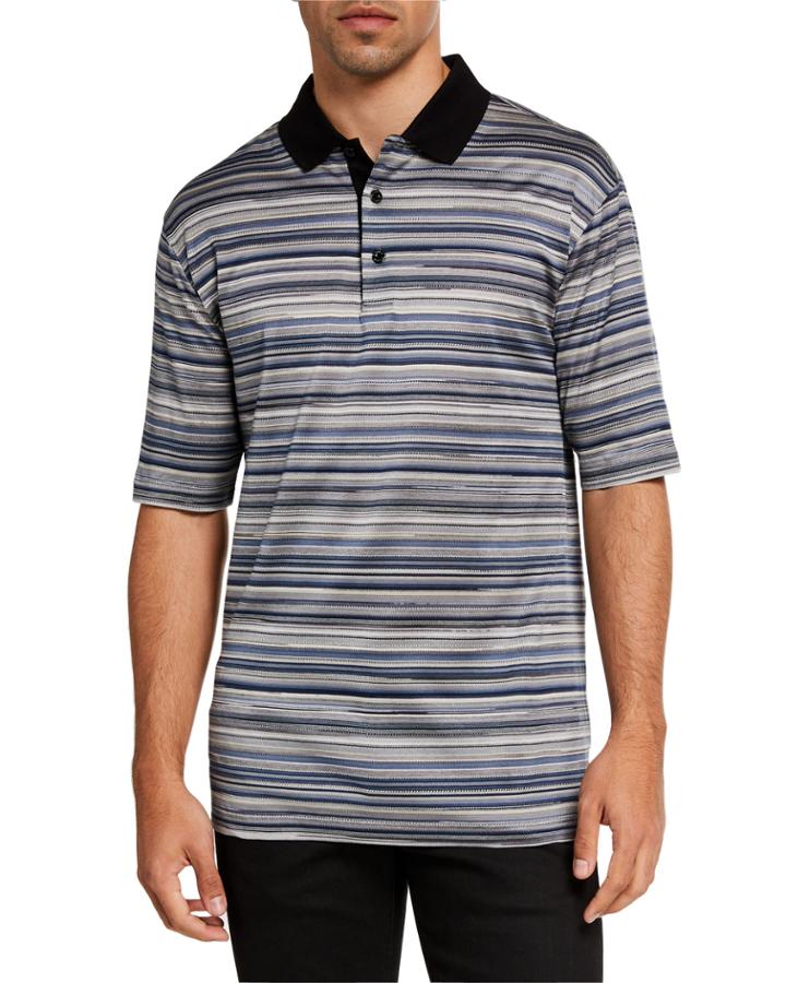 Men's Striped Mercerized Knit Polo