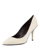 Pointed-toe Leather Pump, Ivory