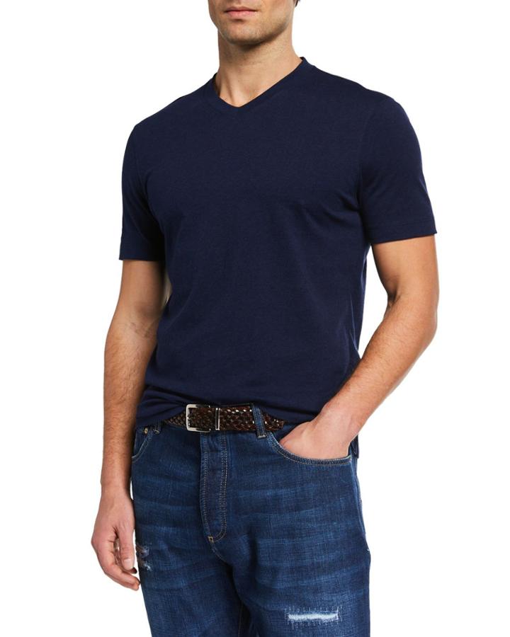 Men's Slim V-neck Cotton T-shirt