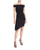 Ally Off-the-shoulder Asymmetric Cady Cocktail Dress