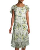 Floral-print Silk Ruffled Dress