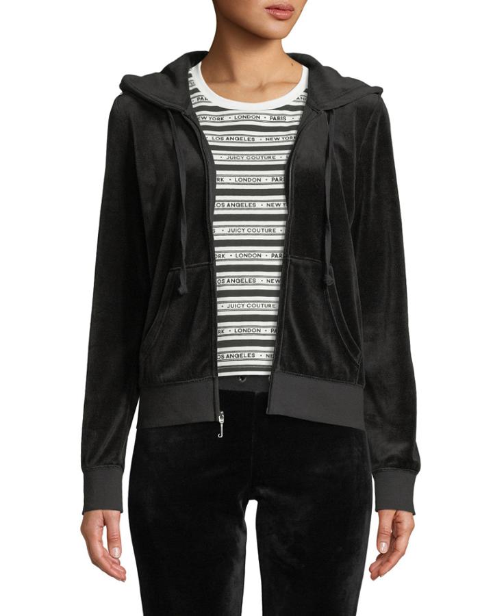 Robertson Velour Crystal Logo Hooded Jacket
