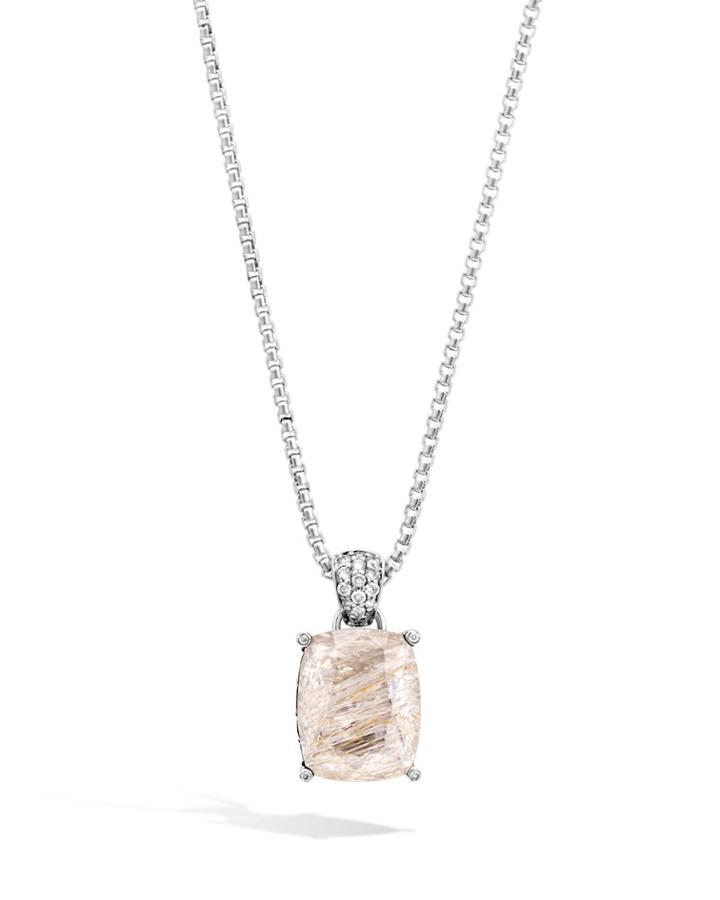 Classic Chain Topaz & Diamond Pave Pendant Necklace