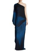 One-shoulder Ombre Gown,