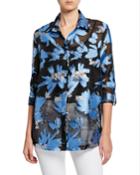 Foilicious Floral Metallic Button-down Long-sleeve Easy