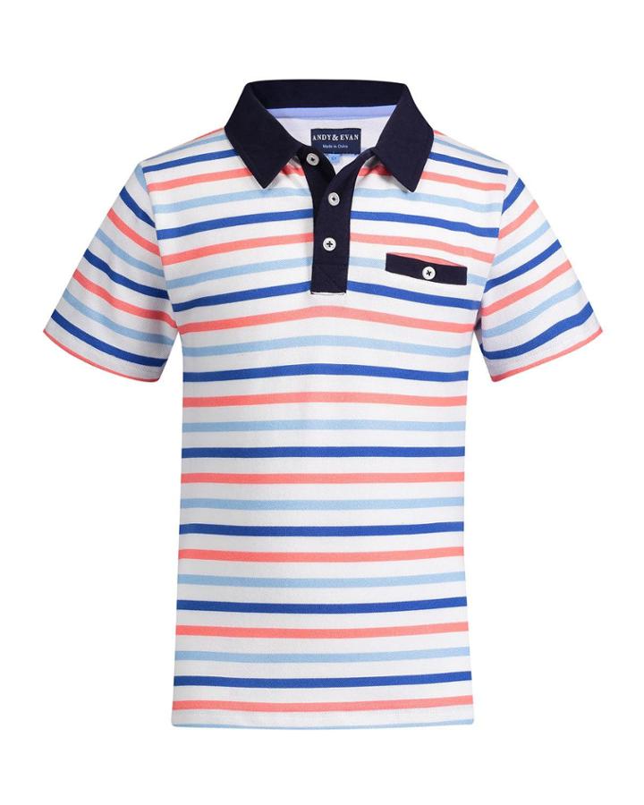 Multicolored Stripe Polo Shirt, Size
