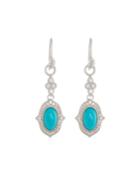 18k Moroccan Oval Drop Earrings, Turquoise