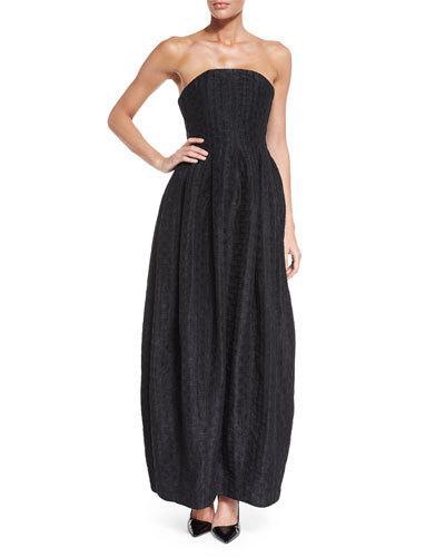 Strapless Polka-dot Gown, Black