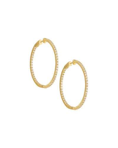 18k Yellow Gold Diamond Hoop Earrings,
