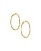 18k Yellow Gold Diamond Hoop Earrings,