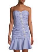 Striped Strapless Lace-up Bustier Flounce Dress