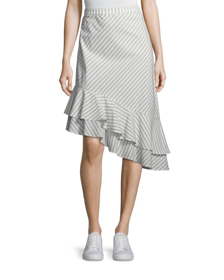 Yenene Striped Asymmetric-hem