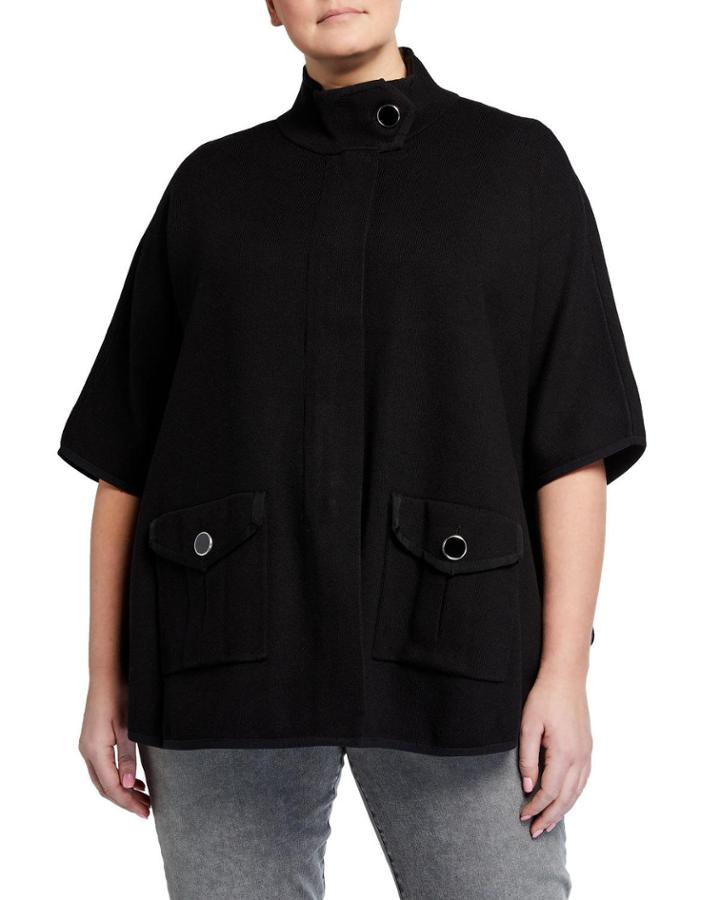 Plus Size Zip-front Poncho