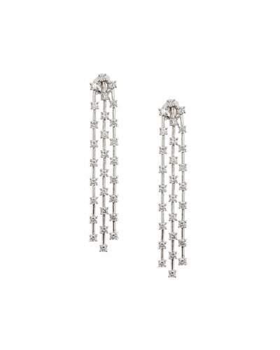 14k Triple-strand Dangling Diamond Drop Earrings,