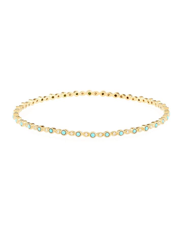 14k Round Turquoise & Diamond Oval Bracelet