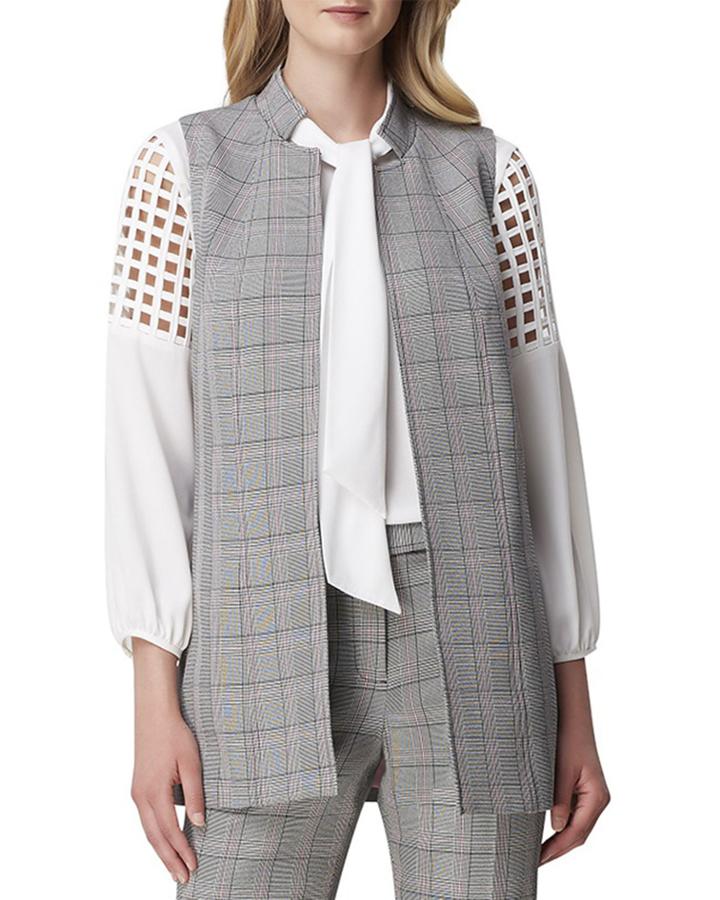 Plaid Stand-collar Vest Topper