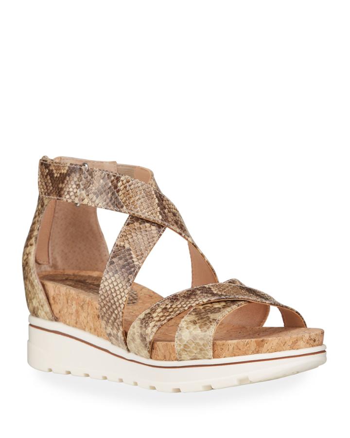 Chita Snake-print Leather Low-wedge