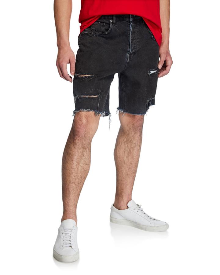 Men's Relaxed-fit Destroyed Denim Cutoff